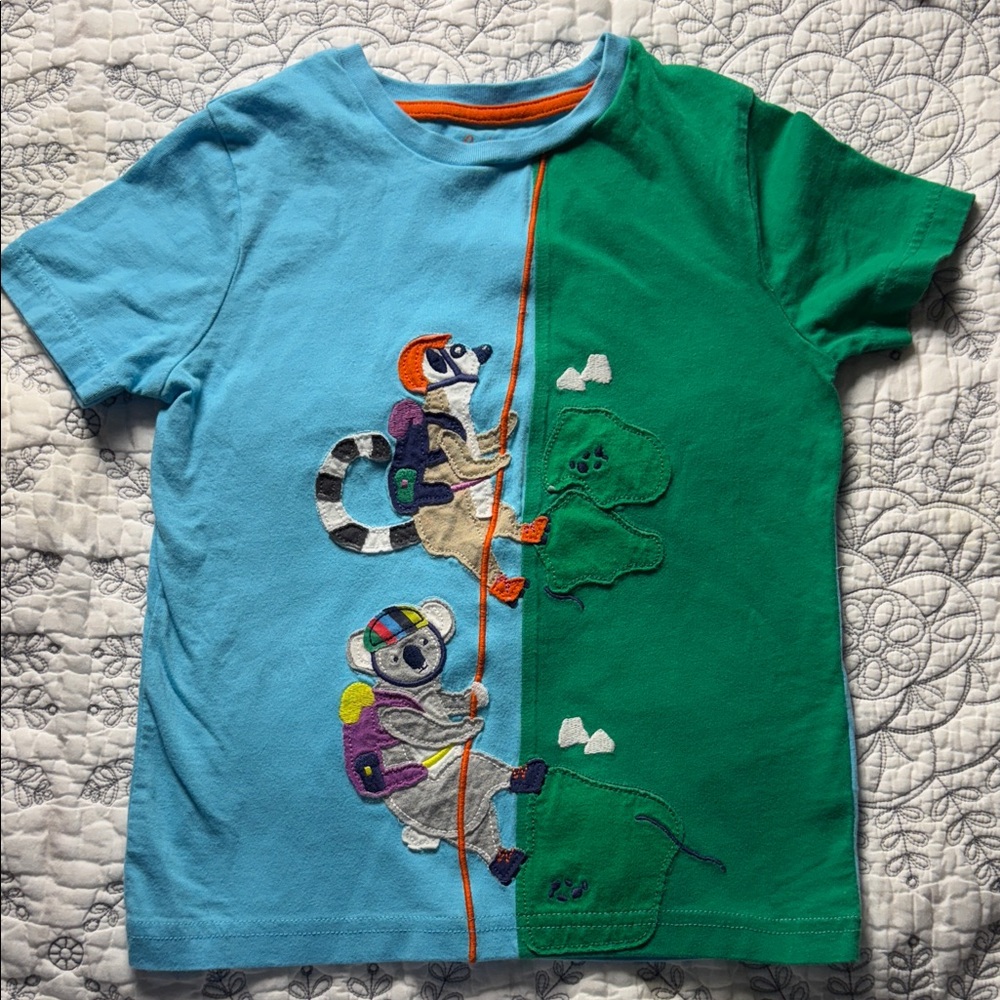 Mini Boden Lemur Climbing T-Shirt - Blue and Green